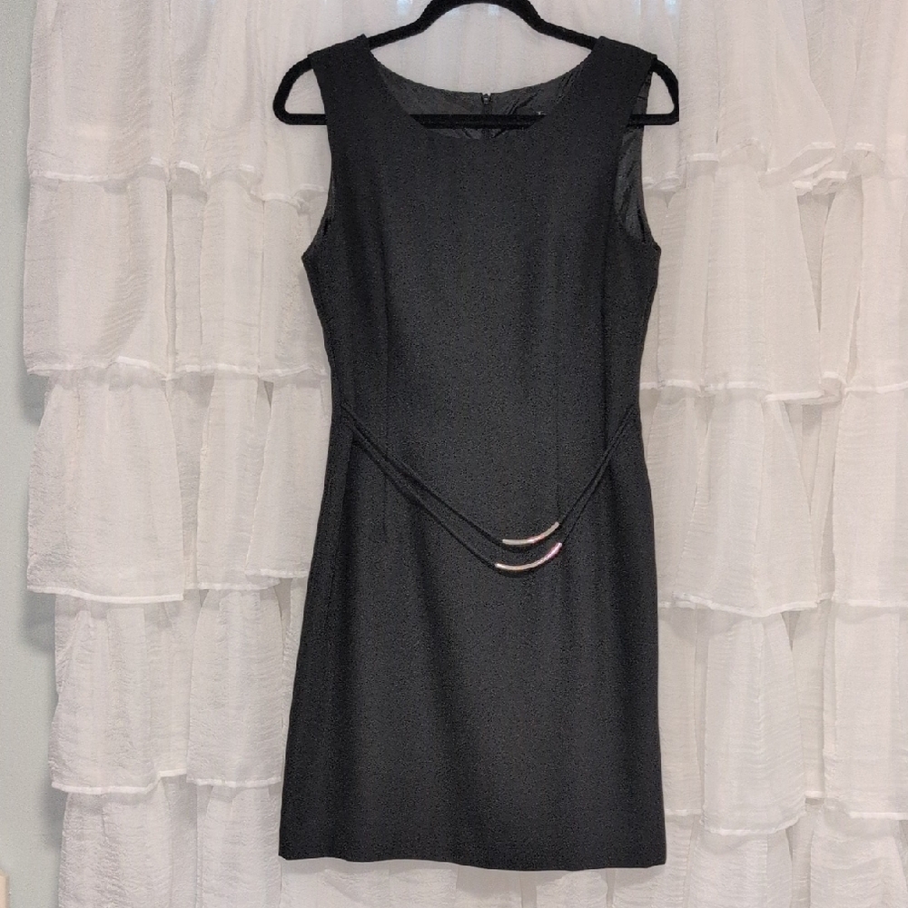 90s Little Black Dress With Silver Belt Accent